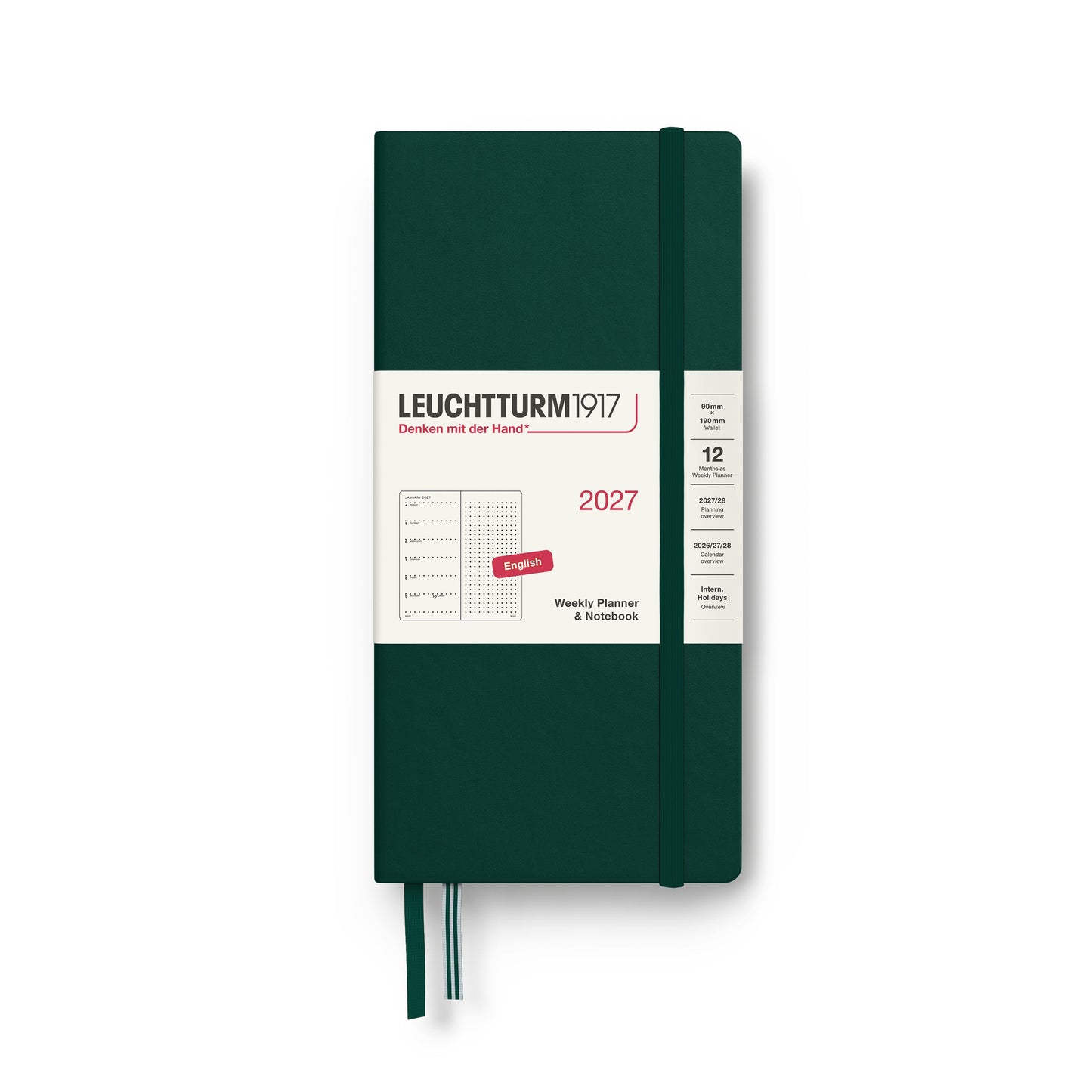 Leuchtturm1917 B6+ x A6 Wallet Weekly Planner & Notebook 2027 - Forest Green