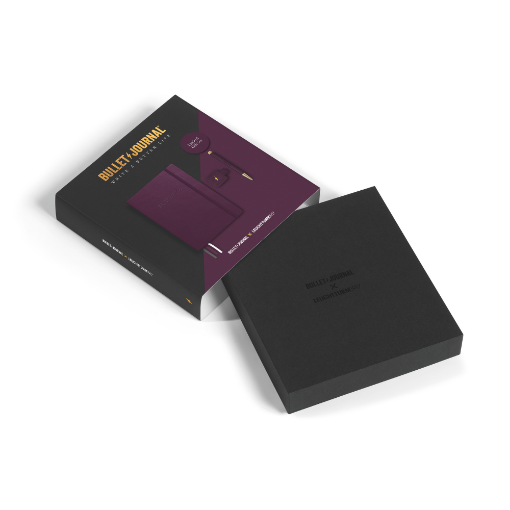 Leuchtturm1917 Bullet Journal Gift Set - 1 Bullet Journal Purple, 1 Drehgriffel and 1 Pen Loop