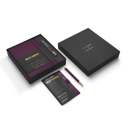 Leuchtturm1917 Bullet Journal Gift Set - 1 Bullet Journal Purple, 1 Drehgriffel and 1 Pen Loop