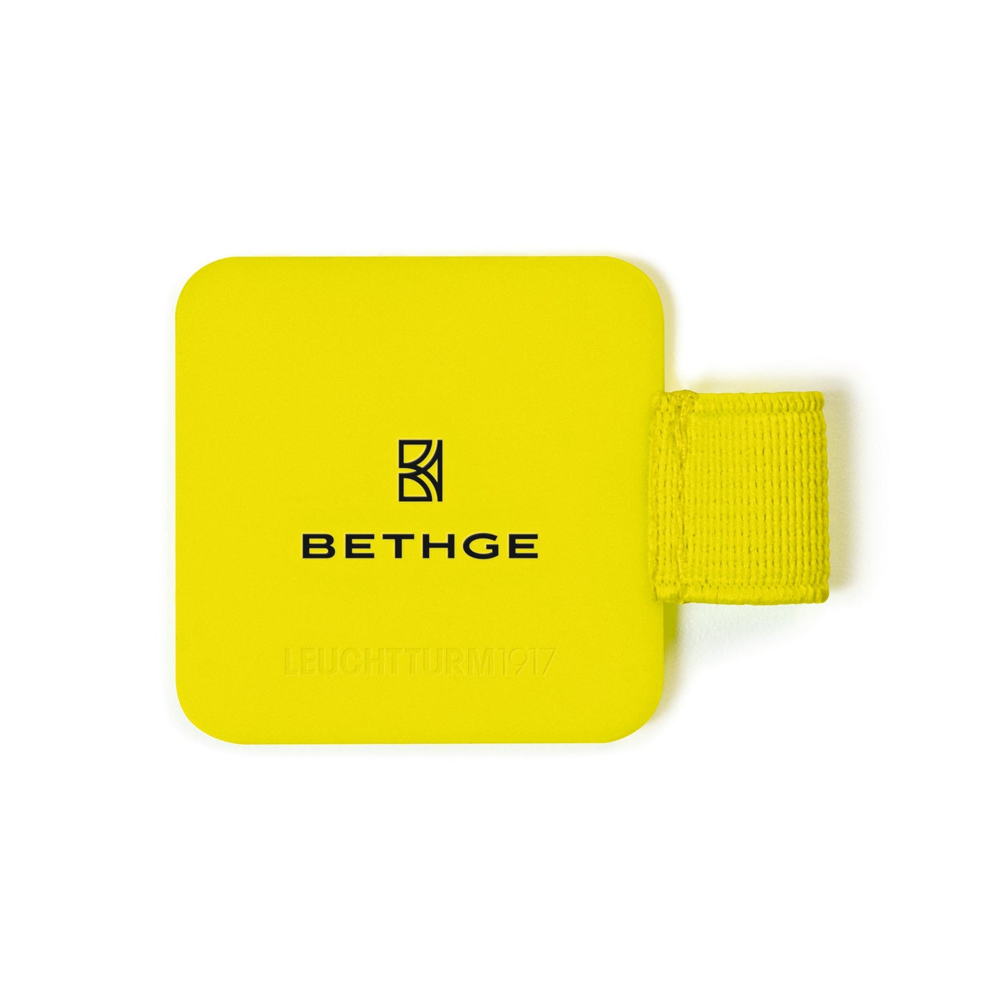 Leuchtturm1917 × Bethge Luminous Edition Pen Loop in neon yellow with elastic holder.