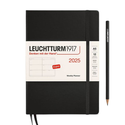 Leuchtturm1917 A5 Medium Hardcover Weekly Planner 2025 - Black