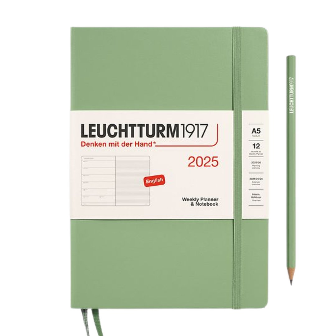 Leuchtturm1917 A5 Medium Hardcover Weekly Planner & Notebook 2025 - Sage