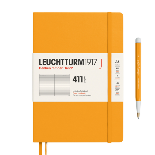 Leuchtturm1917 A5 Medium Hardcover Notebook (Thick, 411 Pages) - Ruled / Rising Sun