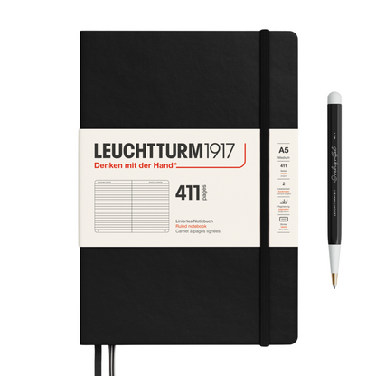 Leuchtturm1917 A5 Medium Hardcover Notebook (Thick, 411 Pages) - Ruled / Black