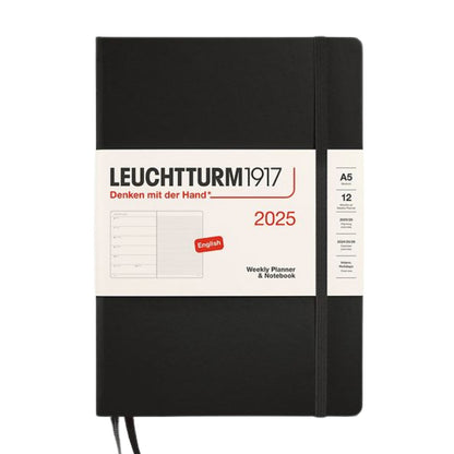 Leuchtturm1917 A5 Medium Hardcover Weekly Planner & Notebook 2025 - Black