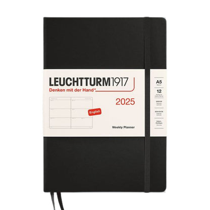 Leuchtturm1917 A5 Medium Hardcover Weekly Planner 2025 - Black