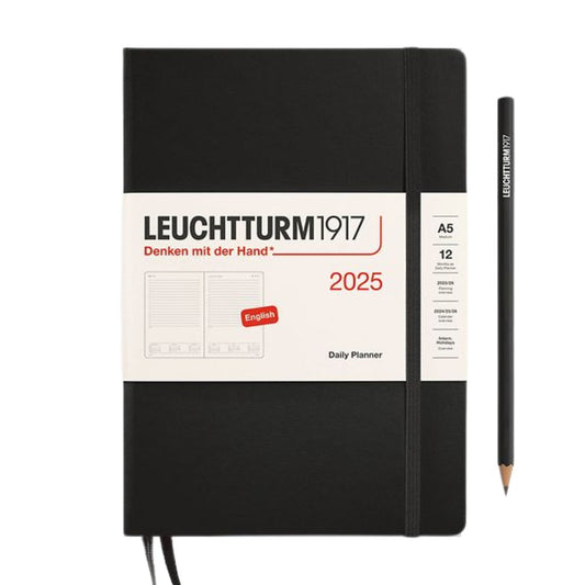 Leuchtturm1917 A5 Medium Hardcover Daily Planner 2025 - Black