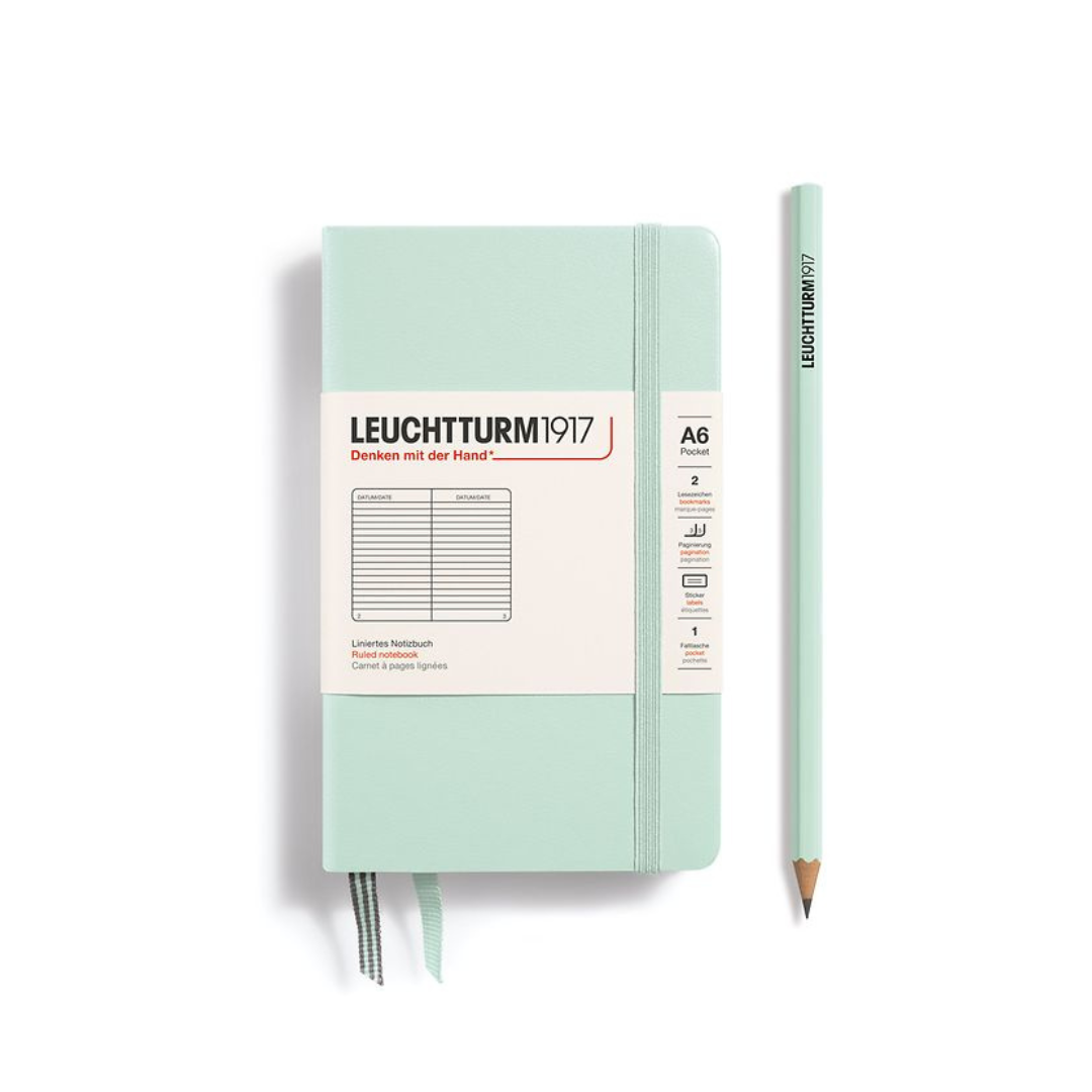 Leuchtturm1917 A6 Pocket Hardcover Notebook - Ruled / Mint Green