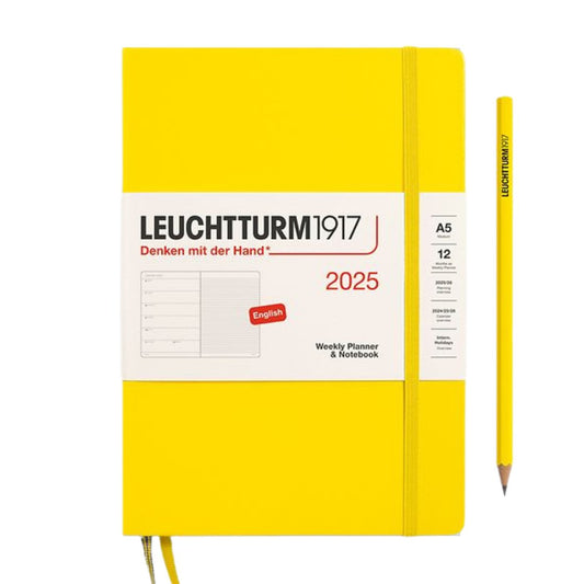 Leuchtturm1917 A5 Medium Hardcover Weekly Planner & Notebook 2025 - Lemon