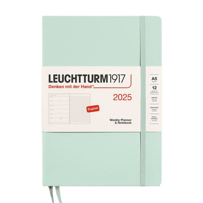 Leuchtturm1917 A5 Medium Hardcover Weekly Planner & Notebook 2025 - Mint Green