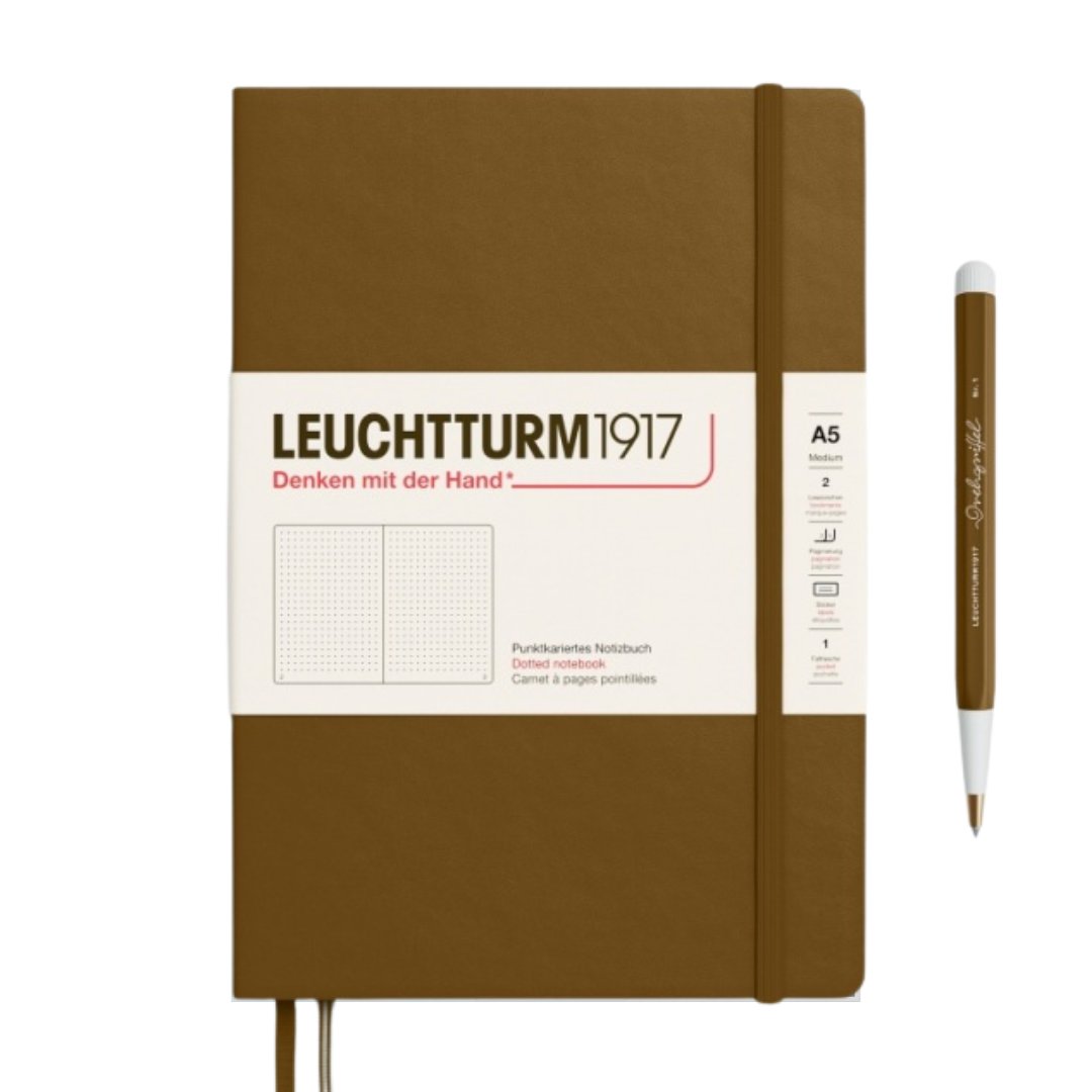 Leuchtturm1917 A5 Medium Hardcover Notebook - Dotted / Spice Brown