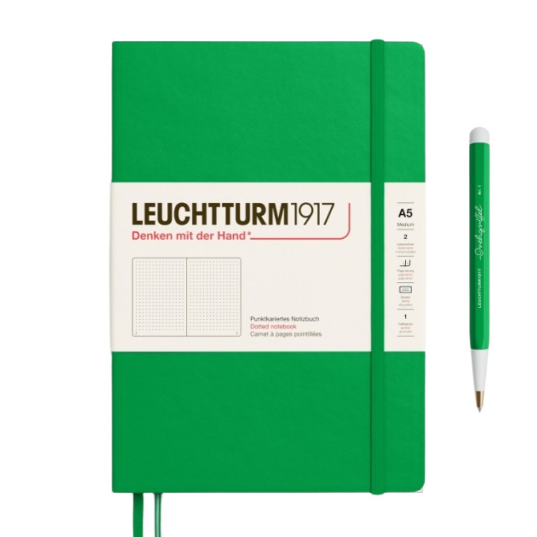 Leuchtturm1917 A5 Medium Hardcover Notebook - Dotted / Spring Leaf