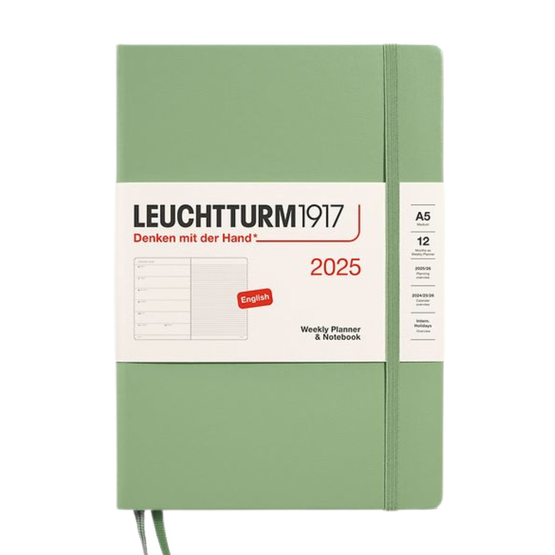 Leuchtturm1917 A5 Medium Hardcover Weekly Planner & Notebook 2025 - Sage