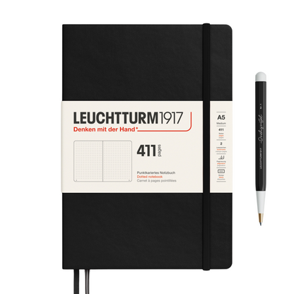 Leuchtturm1917 A5 Medium Hardcover Notebook (Thick, 411 Pages) - Dotted / Black