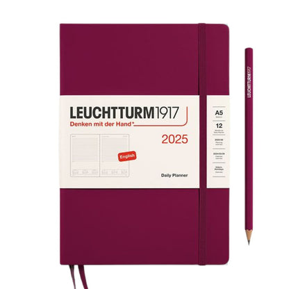 Leuchtturm1917 A5 Medium Daily Planner 2025 - Port Red