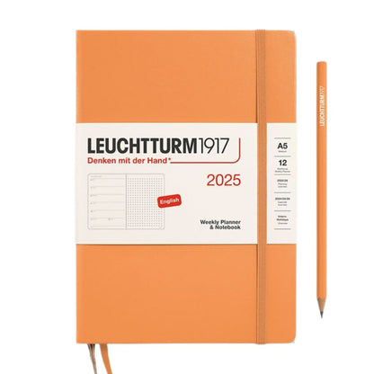 Leuchtturm1917 A5 Medium Hardcover Weekly Planner & Notebook 2025 - Dotted / Apricot