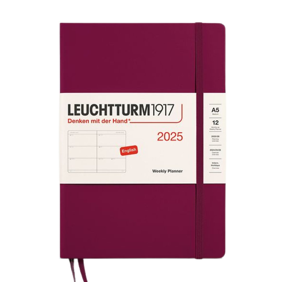 Leuchtturm1917 A5 Medium Hardcover Weekly Planner 2025 - Port Red