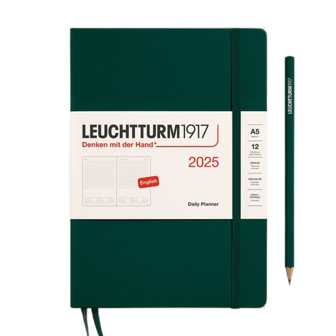 Leuchtturm1917 A5 Medium Daily Planner 2025 - Forest Green