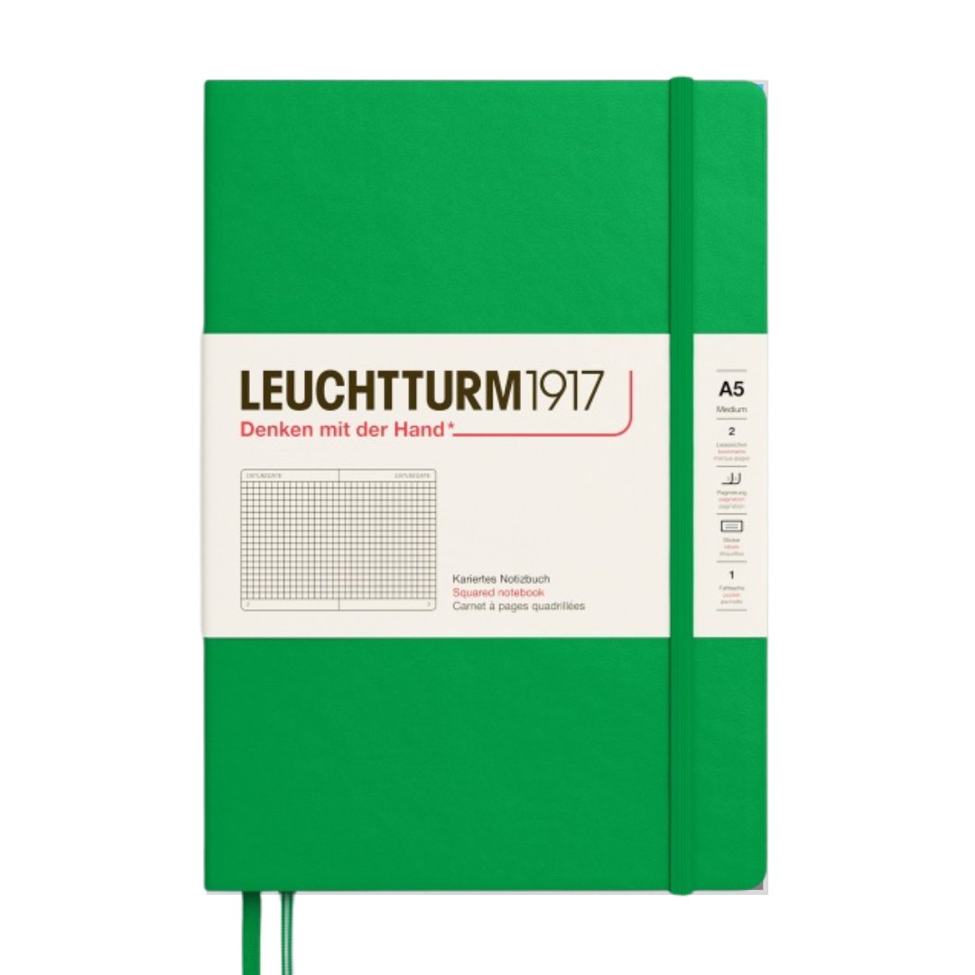 Leuchtturm1917 A5 Medium Hardcover Notebook - Squared / Spring Leaf