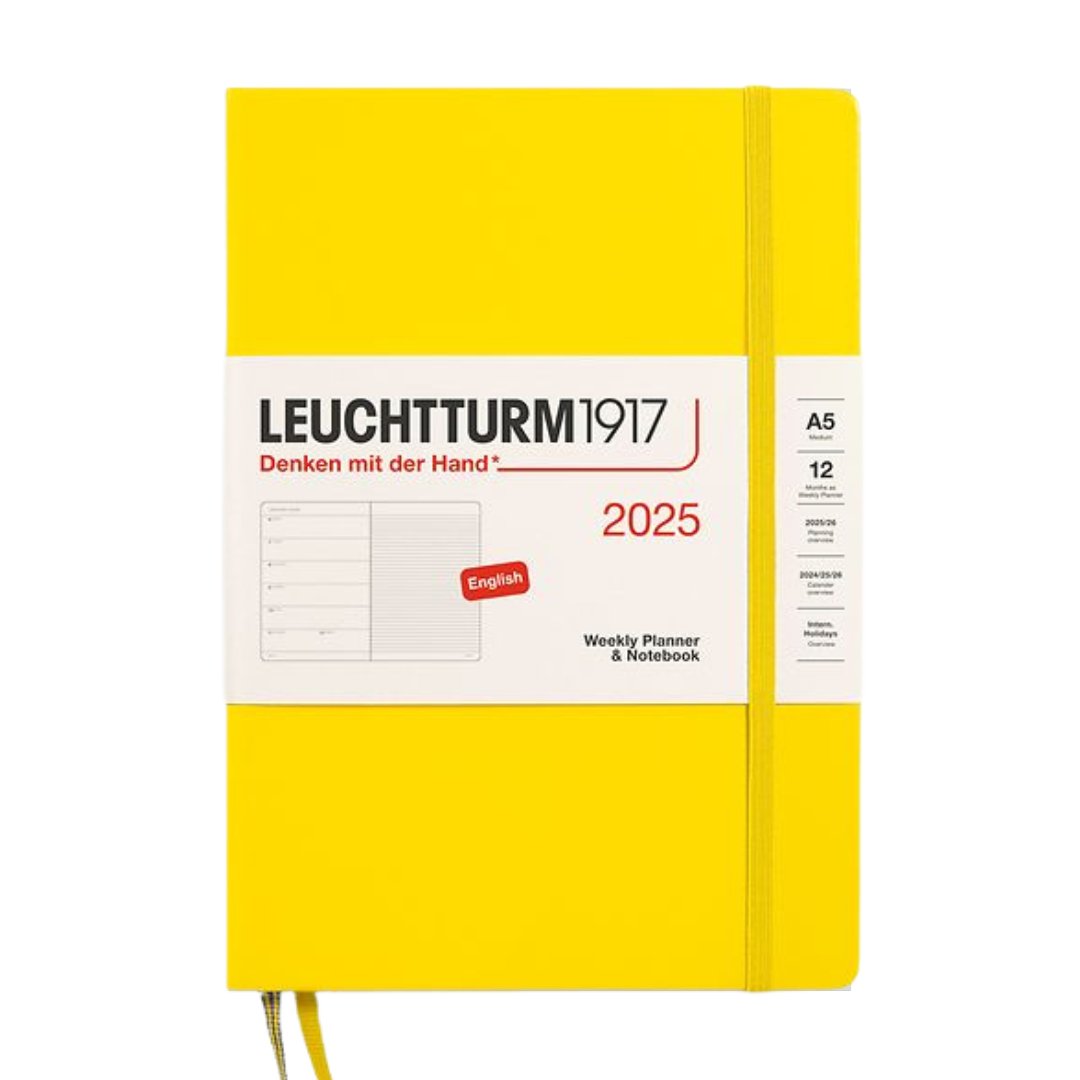 Leuchtturm1917 A5 Medium Hardcover Weekly Planner & Notebook 2025 - Lemon