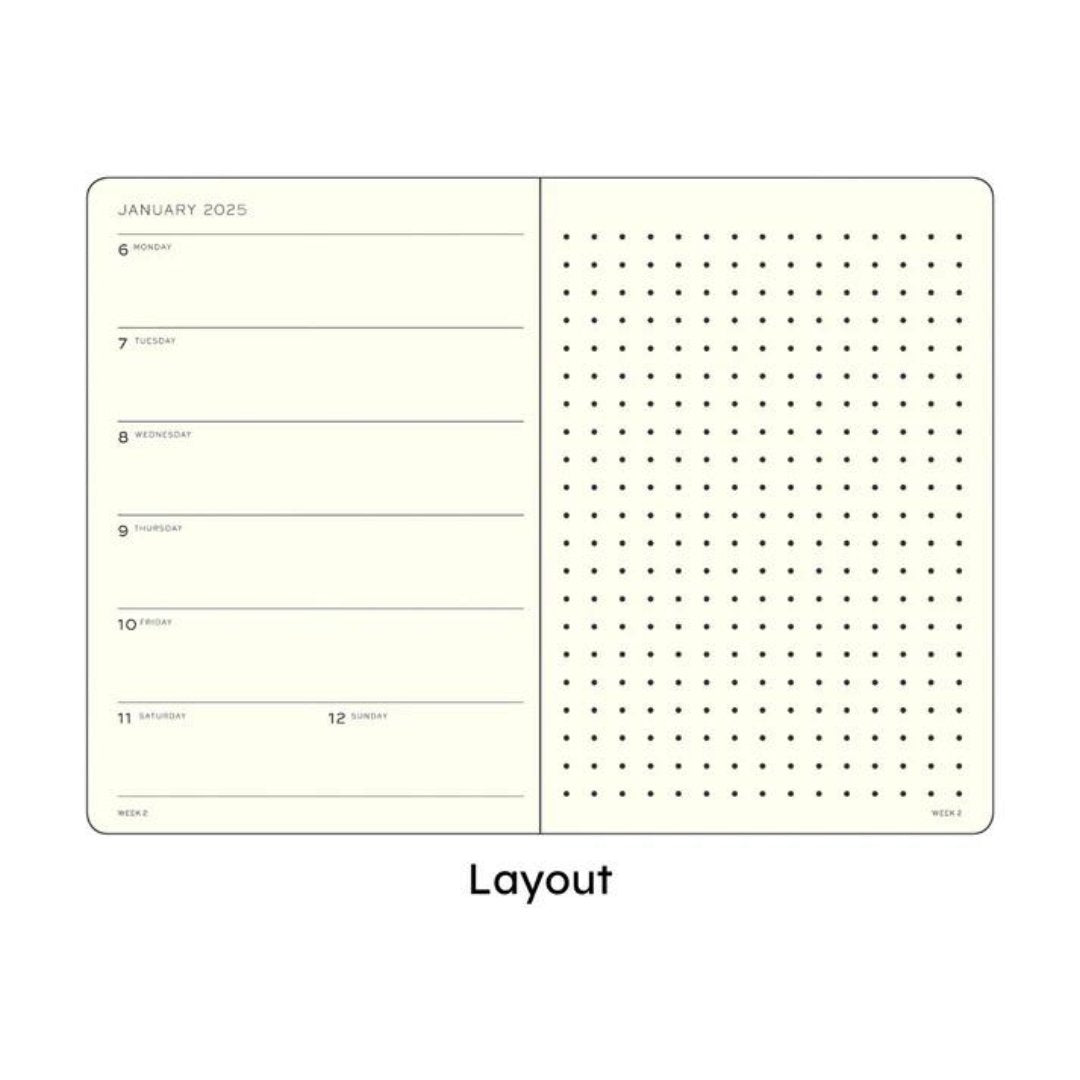 Leuchtturm1917 A5 Medium Hardcover Weekly Planner & Notebook 2025 - Dotted / Sky