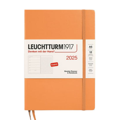 Leuchtturm1917 A5 Medium Hardcover Weekly Planner & Notebook 2025 - Dotted / Apricot