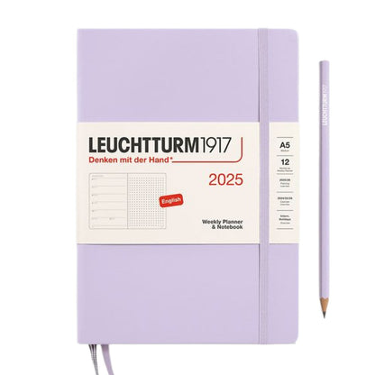 Leuchtturm1917 A5 Medium Hardcover Weekly Planner & Notebook 2025 - Dotted / Lilac