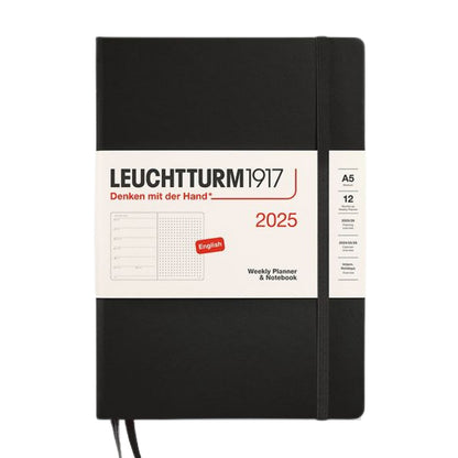 Leuchtturm1917 A5 Medium Hardcover Weekly Planner & Notebook 2025 - Dotted / Black