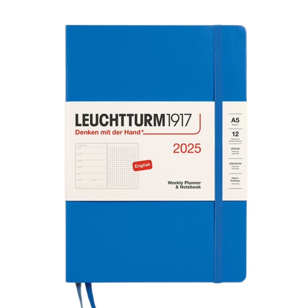 Leuchtturm1917 A5 Medium Hardcover Weekly Planner & Notebook 2025 - Dotted / Sky