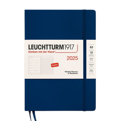 Leuchtturm1917 A5 Medium Hardcover Weekly Planner & Notebook 2025 - Navy