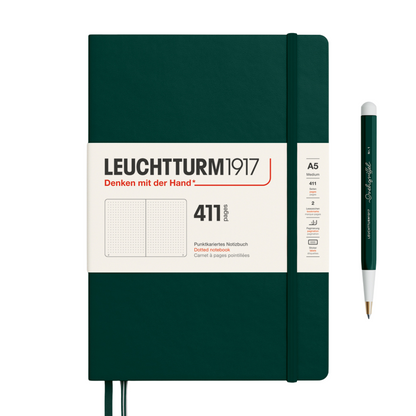 Leuchtturm1917 A5 Medium Hardcover Notebook (Thick, 411 Pages) - Dotted / Forest Green