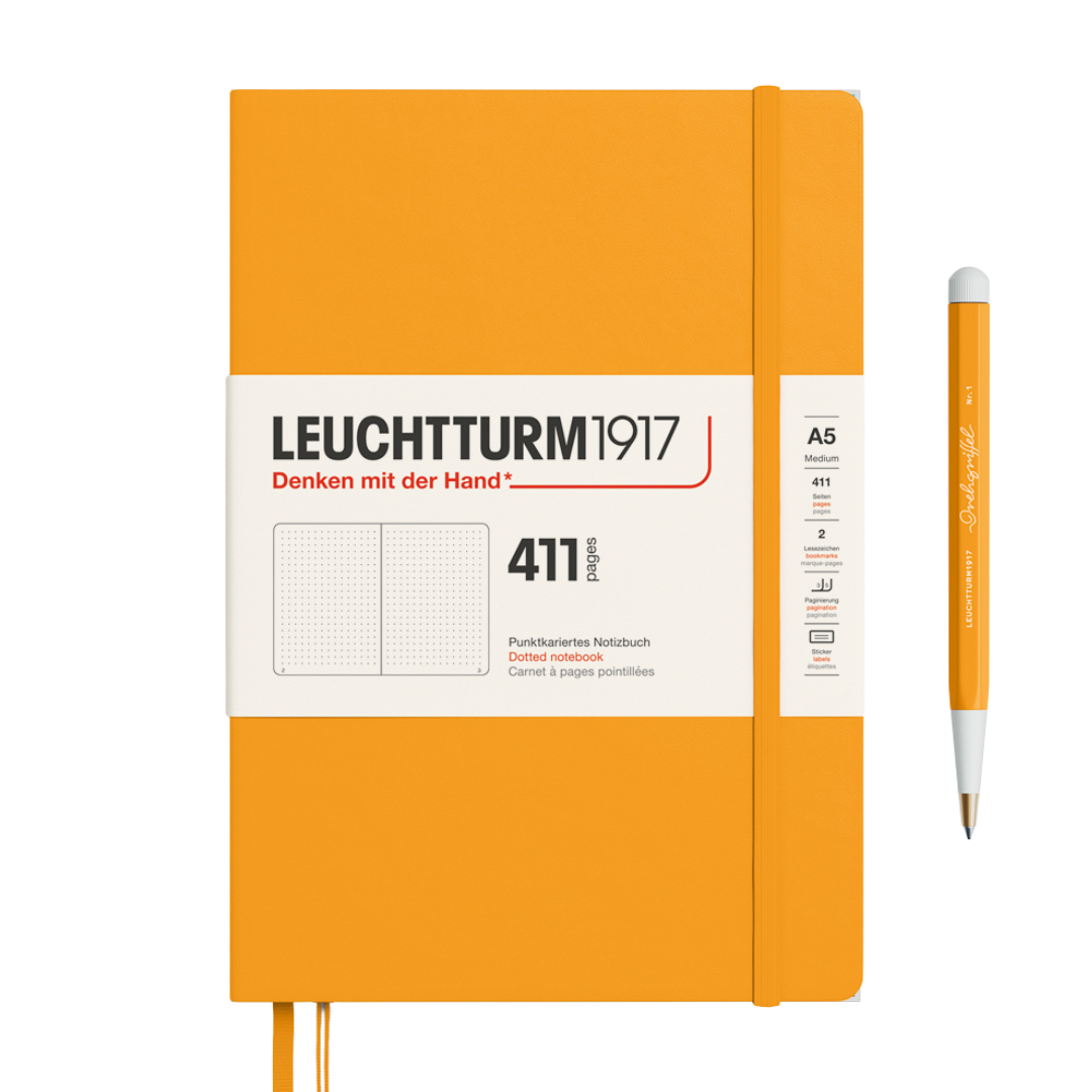 Leuchtturm1917 A5 Medium Hardcover Notebook (Thick, 411 Pages) - Dotted / Rising Sun