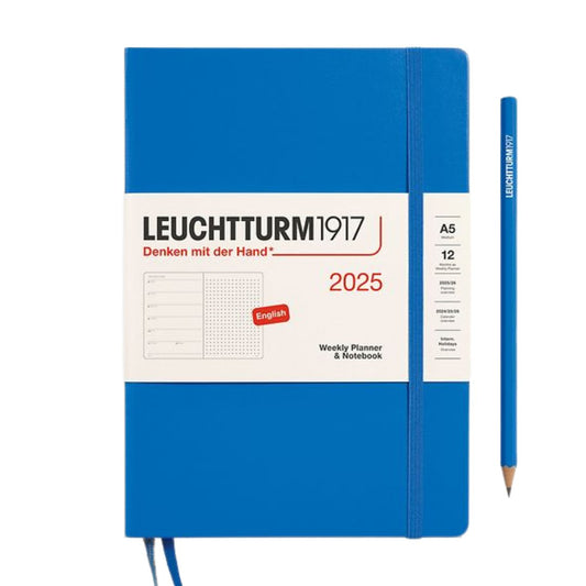 Leuchtturm1917 A5 Medium Hardcover Weekly Planner & Notebook 2025 - Dotted / Sky