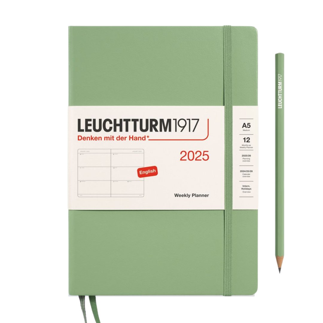 Leuchtturm1917 A5 Medium Hardcover Weekly Planner 2025 - Sage