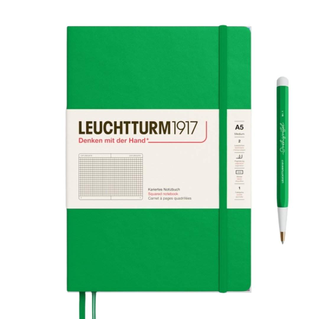 Leuchtturm1917 A5 Medium Hardcover Notebook - Squared / Spring Leaf