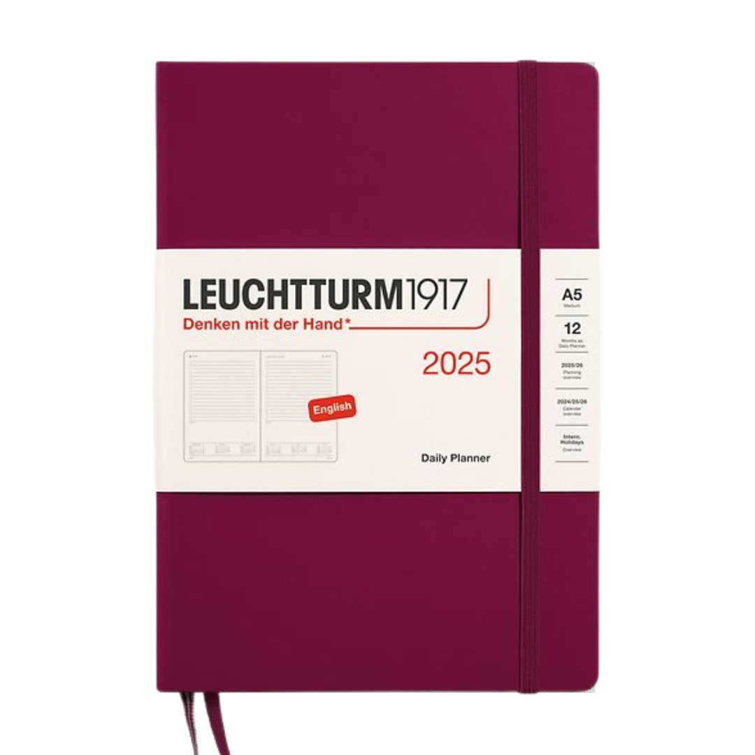 Leuchtturm1917 A5 Medium Daily Planner 2025 - Port Red