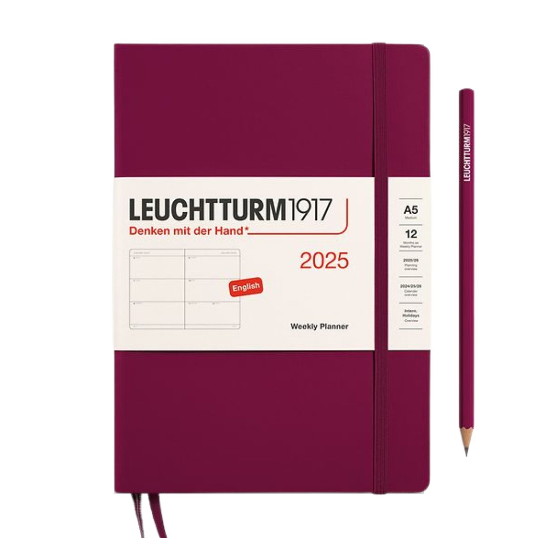 Leuchtturm1917 A5 Medium Hardcover Weekly Planner 2025 - Port Red