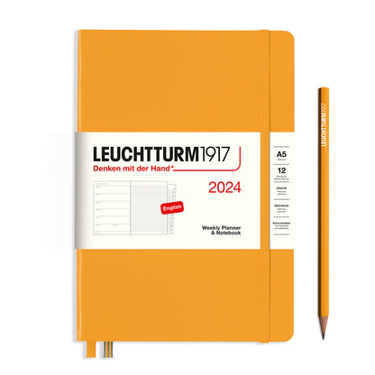 Leuchtturm1917 Weekly Planner & Notebook Medium A5 2024 With Booklet, Rising Sun