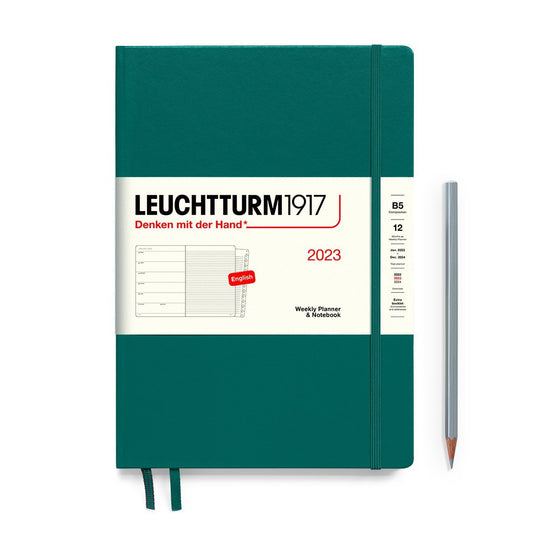 Leuchtturm1917 A5 Medium Weekly Planner &amp; Notebook 2023 Pacific Green