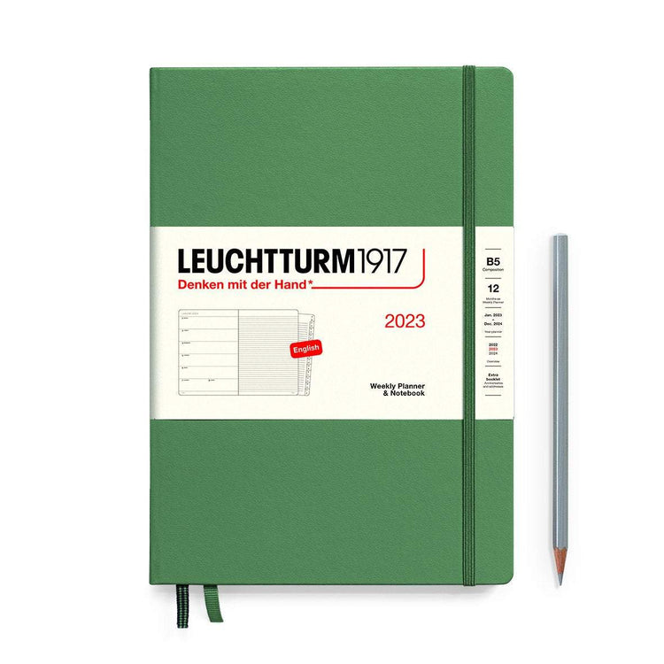 Leuchtturm1917 A5 Medium Weekly Planner & Notebook 2023 Olive