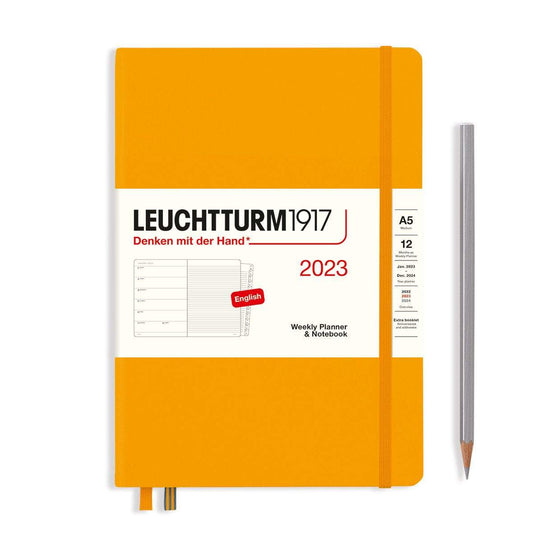Leuchtturm1917 A5 Perancang Mingguan Sederhana &amp; Buku Nota 2023 Matahari Terbit