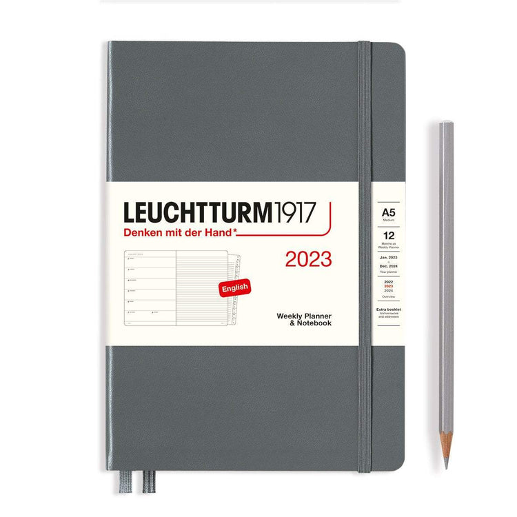 Leuchtturm1917 A5 Medium Weekly Planner & Notebook 2023 Stone Anthracite
