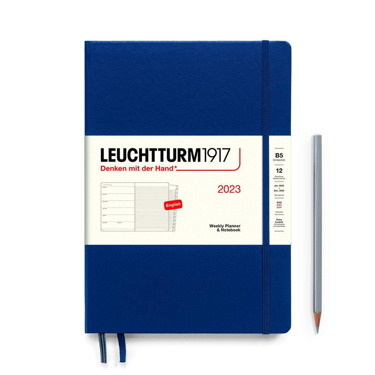 Leuchtturm1917 A5 Medium Weekly Planner & Notebook 2023 Navy