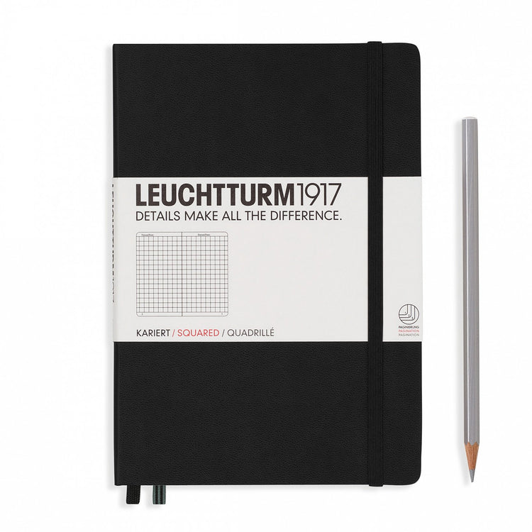Leuchtturm1917 Hardcover A5 Medium Notebook Black - Squared
