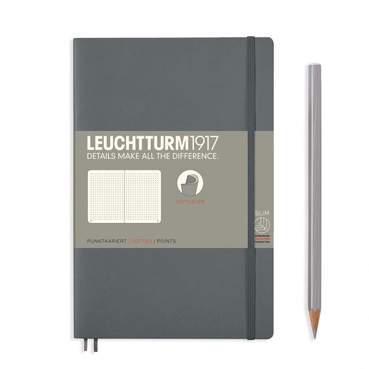 Leuchtturm1917 Kulit lembut B6+ Notebook Antrasit - Bertitik