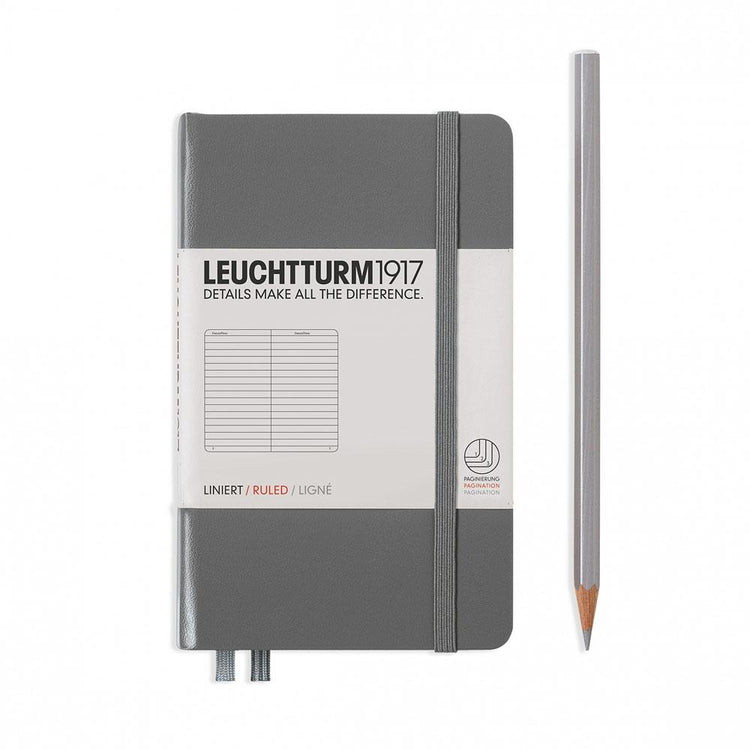 Leuchtturm1917 Hardcover A6 Pocket Notebook Anthracite - Ruled