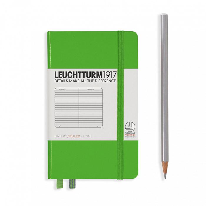 Leuchtturm1917 Kulit Keras A6 Pocket Notebook Fresh Green - Diperintah